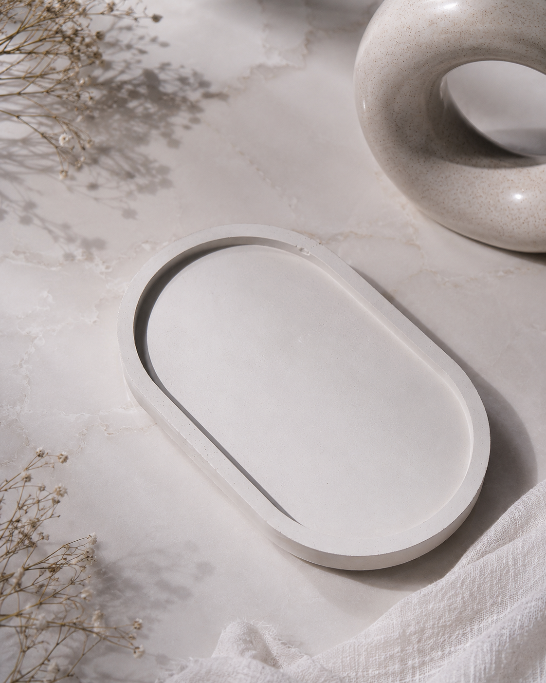 Oval concrete tray