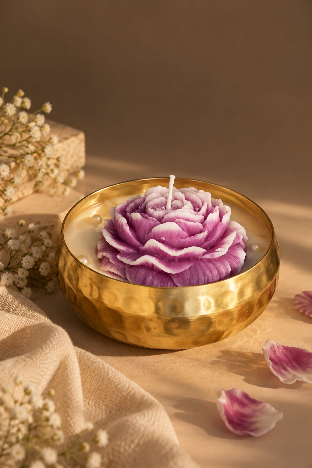 Hammered Urli Bowl Candle